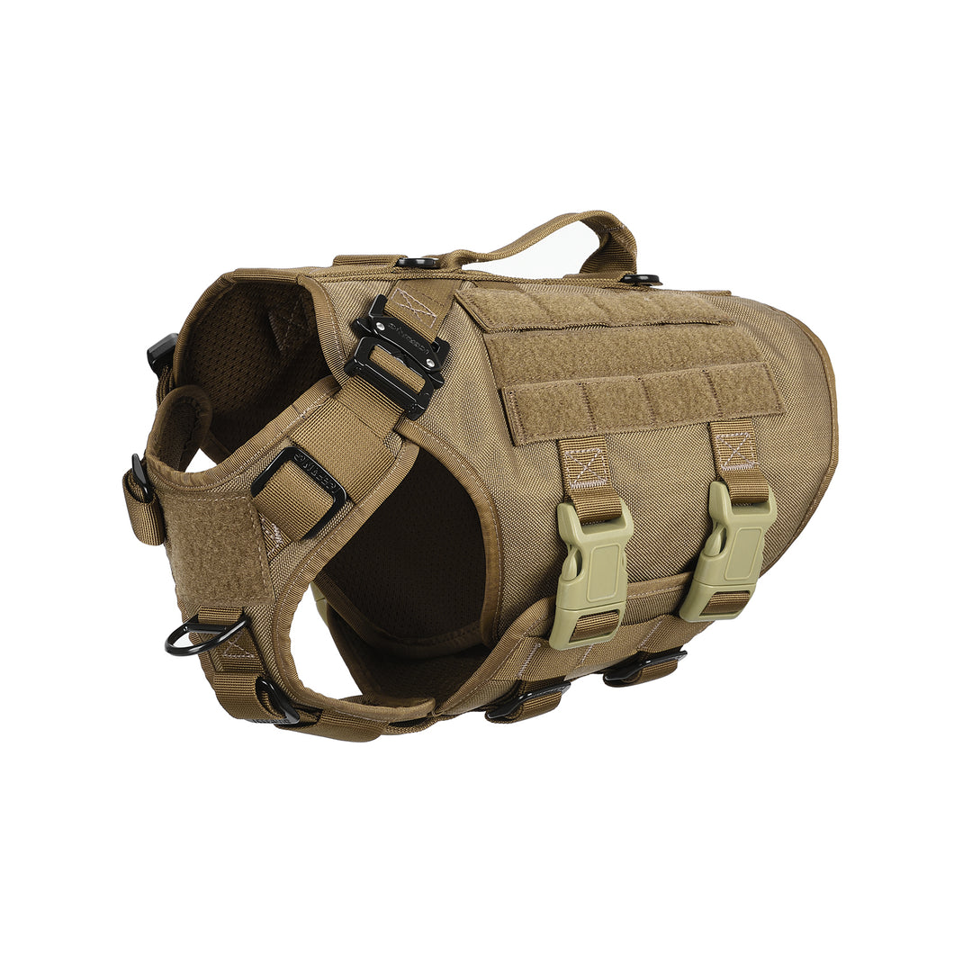 ICEFANG Tactical Dog Operation Harness with 6X Buckle,Dog Molle Vest with Handle,3/4 Body, Hook and Loop Panel for ID Patch,No Pulling Front Clip