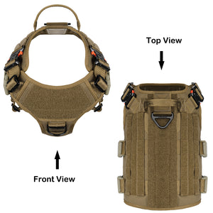 ICEFANG Tactical Dog Harness,Hook and Loop Panels for Patch,Working Dog MOLLE Vest with Handle,No Pulling Front Leash Clip,6 x Buckle