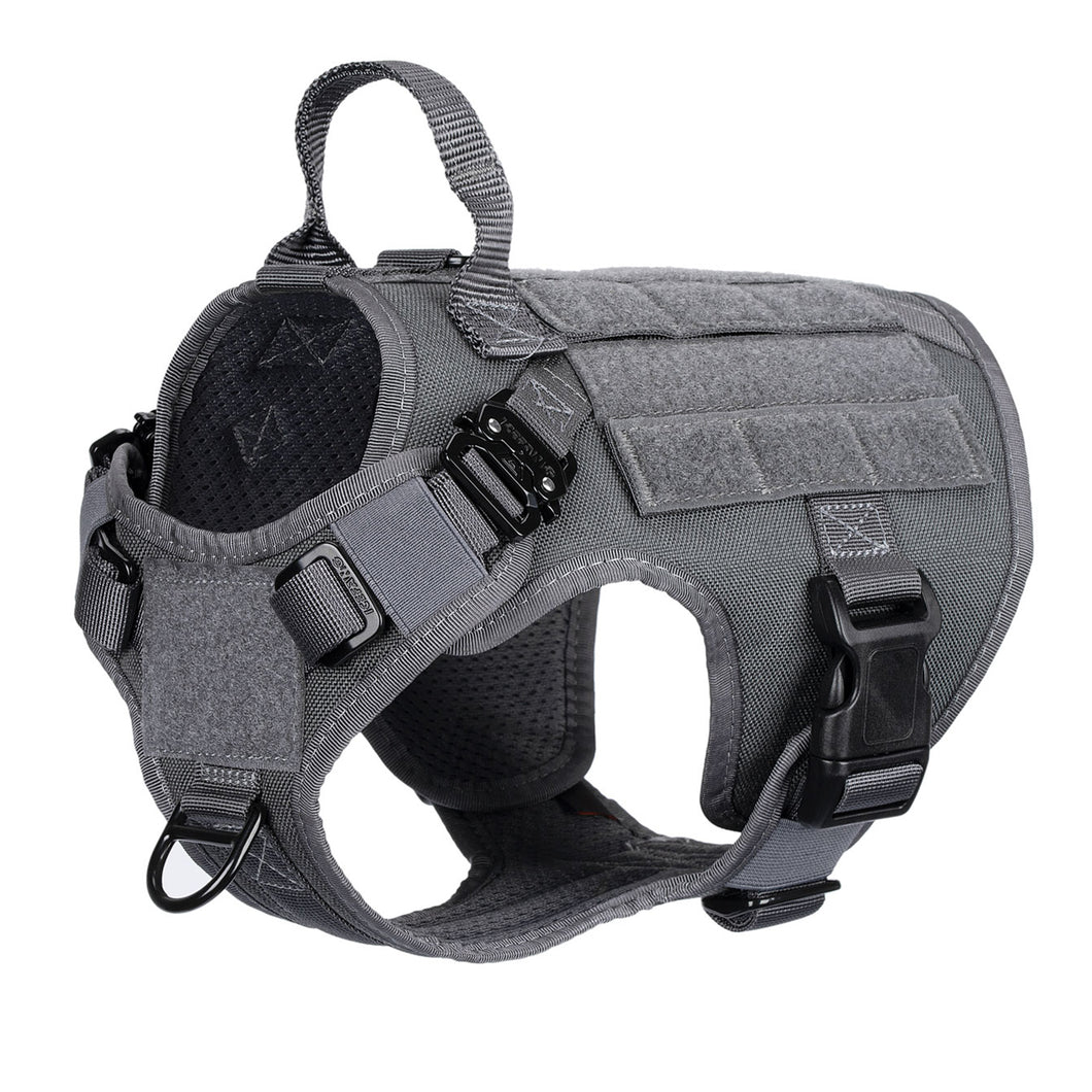 ICEFANG Tactical Dog Harness with 2X Metal Buckle,Working Dog MOLLE Vest with Handle,No Pulling Front Leash Clip,Hook and Loop for Dog Patch